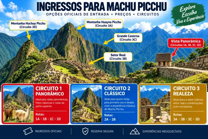 Ingressos para Machu Picchu: Preços de entrada e circuitos oficiais